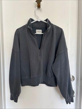 Abercrombie & Fitch Charcoal Half-Zip Pullover Sweatshirt